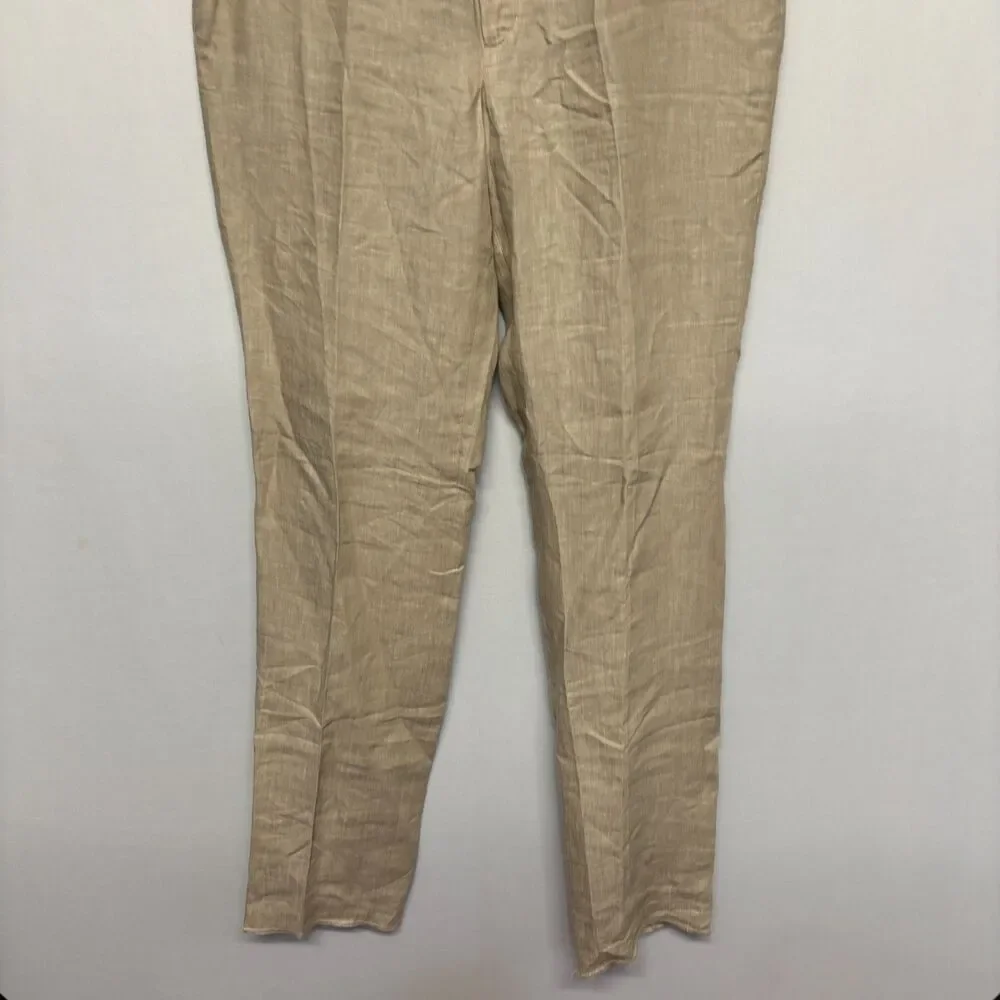 Taylor Stitch Men 100% Linen Flat Front Pants Size 34 Beige Unhemmed C129 -6